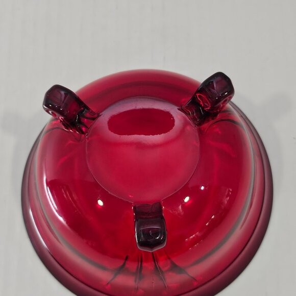 Rare Royal Ruby Red Tri-Footed Open Bowl/Dish/Candy Bowl  6" - Picture 5 of 11